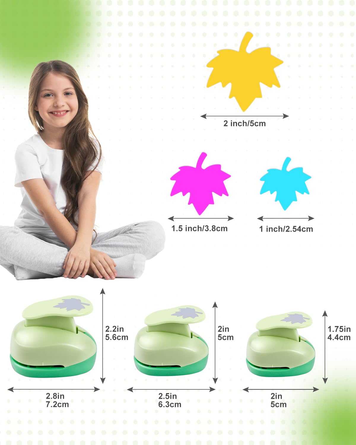 UCEC Craft Paper Punch, Maple Leaf Punch Set 3pcs 3/8" 5/8" 1" Inch Hole Punch for Paper Crafting, Scrapbooking, DIY Projects, Hollywood Decoration