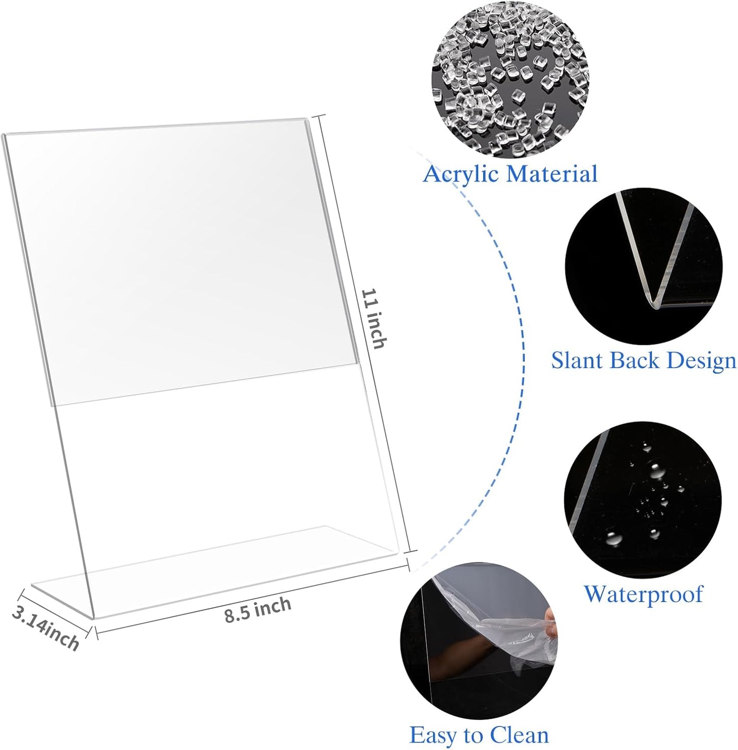 12 Pack Acrylic Sign Holder 8.5 X 11, L Shape Clear Sign Holder, Clear Plastic Sign Holder Picture Photo Frames, Flyer Document Paper Display Stand for Office Desktop