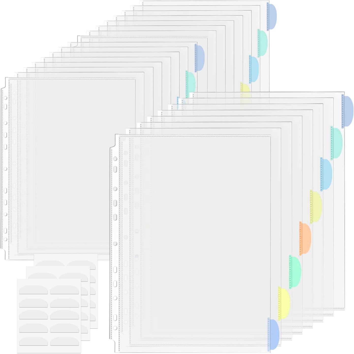 Binder Dividers & Sheet Protectors for 2/3/4 Ring Binder - 3 Sets of 24 Pack A4 Plastic Sleeves with 8 Tab Binder Sleeves, Clear Page Protectors for School, Home & Office Organization