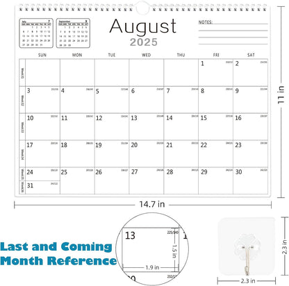 Calendar 2025-2026, Wall Calendar 2025-2026 from July 2025 to December 2026, 14.7"x11.5" 18 Months Wall Hanging Calendar with Thick Paper for Office Home School(White,14.7x11.5 inch)