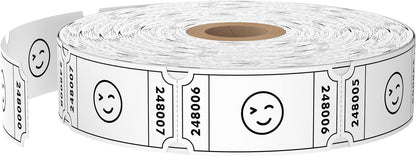 Methdic 1000 Smile Raffle Tickets White, Single Roll, Ticket for Events, Entry, Class Reward, Fundraiser & Prizes