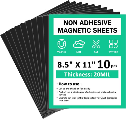 Plain Magnet Sheets,10PCS,8.5''x11''Flexible Rubber Magnetic Sheet,20Mil Non-Adhesive Magnetic Sheet for Die Storage,Business Dignage,Car,Sticker,Craft Product,Souvenir,Refrigerator Sticker