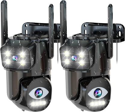Security Cameras Outdoor Wifi,5G/2.4G Cameras for Home Security with Dual Lens,Motion tracking,Night Vision,24/7 continous record,Work With NVR/DVR Surveillance System,Weather Proof,SD/Cloud Storage