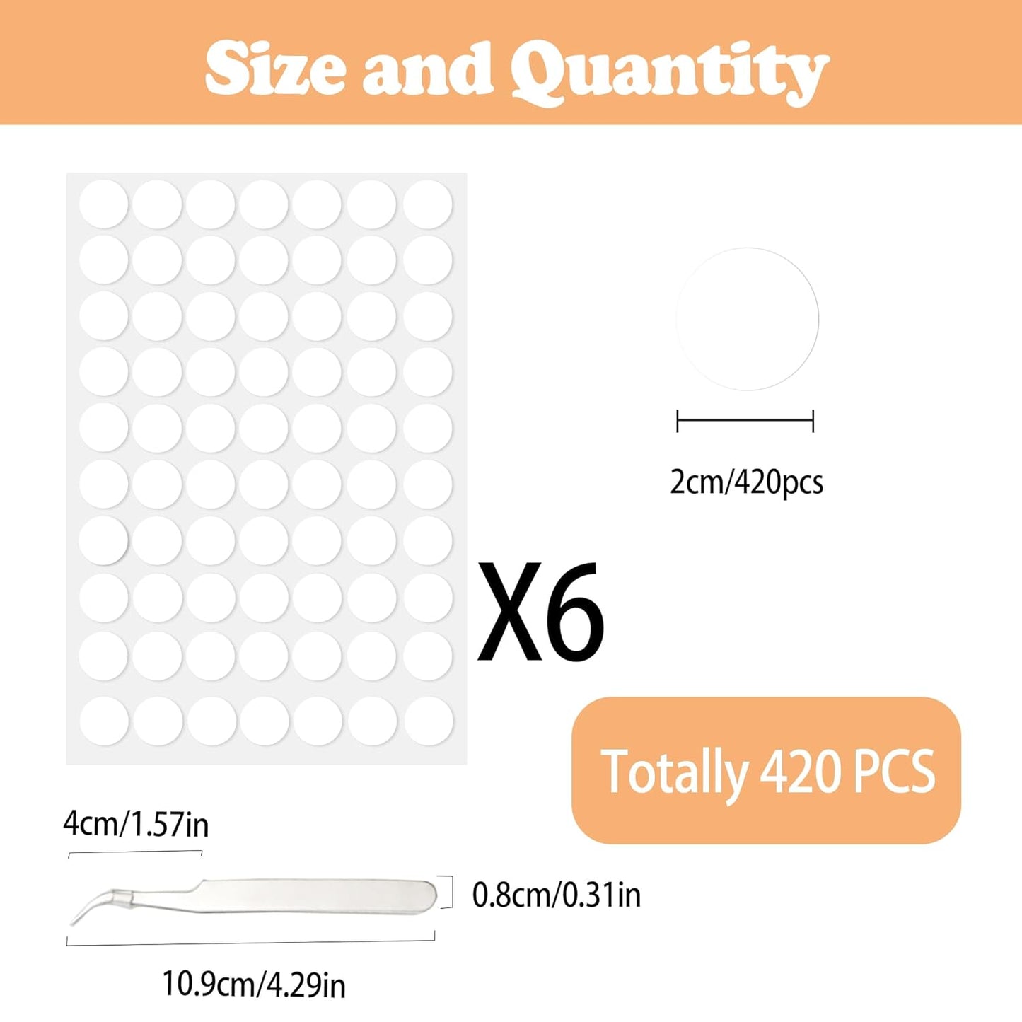 420 PCS(0.78") Double Sided Sticky Dots Removable Strong Adhesive Tack Heavy Duty Sticky Pads Putty No Traces Clear Sticky Tack for Picture, Poster, Art Craft, Decoration, Party Office Supplies
