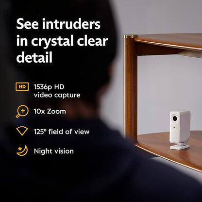 SimpliSafe 11 Piece Wireless Home Security System Gen 3 with Wireless Indoor HD Camera - Optional 24/7 Professional Monitoring - No Contract - Compatible with Alexa and Google Assistant,White