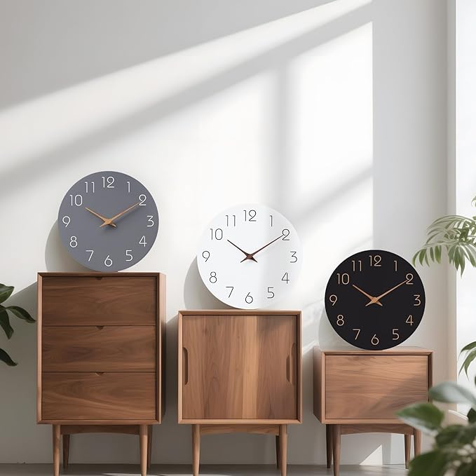 Mosewa Large Wall Clock Battery Operated 16 Inch White Silent Non Ticking Simple Minimalist Clock Decorative for Kitchen Home Bedroom Living Room Office