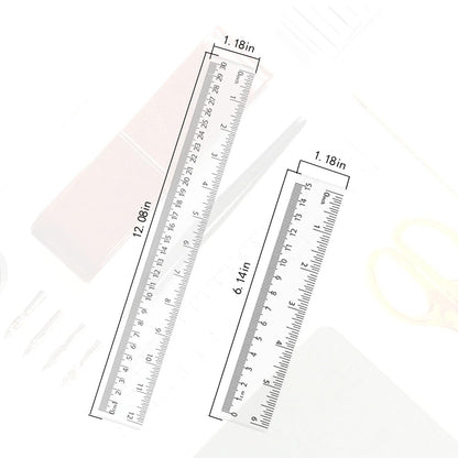 4 Pack Clear Plastic Straight Rulers, Clear Ruler Bulk, Transparent Ruler with Centimeters and Inches, for Class, Office (6 inch+12 inch)