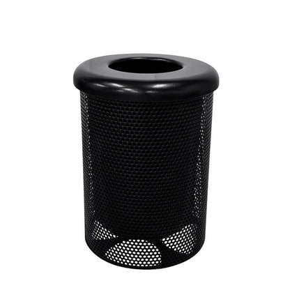 RFT-P-BLK Heavy Duty Round Trash Receptacle with Flat Top, Liner Included, 32 Gallon, Black, Made in America