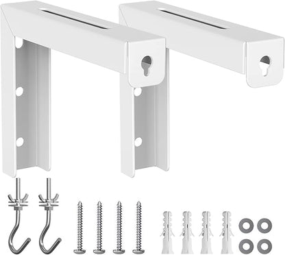 WALI Universal Projector Screen Ceiling Mount, Wall Hanging Mount L-Brackets, 6 inch Adjustable Extension with Hook Kit, Perfect Projector Screen Placement Hold up to 66 lbs (PSM001-W), White