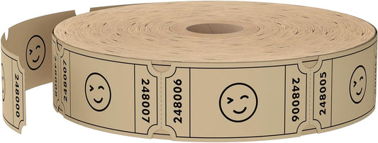 Methdic 1000 Smile Raffle Tickets Brown, Single Roll, Ticket for Events, Entry, Class Reward, Fundraiser & Prizes