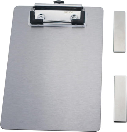 Stainless Steel Magnetic Clipboard with Pen - Multiple Sizes, Magnetic Design, Essential for Office and Home (4.3 x 6.5 Inches)