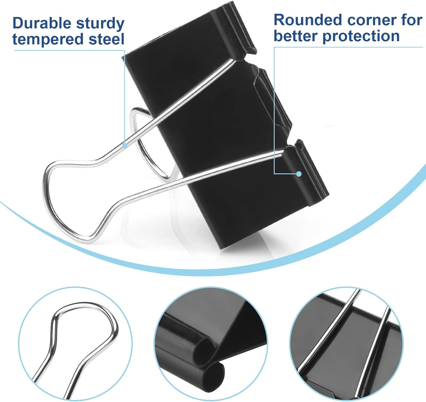 Large Binder Clips 1.6 Inch (48 Pack),Binder Clips Large Size,Big Paper Clips Clamps for Office and Home Supplies, Black