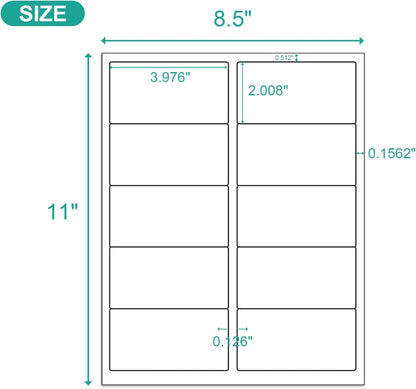 MFLABEL 2x4 Shipping Address Labels, 10-UP, 1500 Count, 150 Sheets for Printer, Internet Mailing, FBA Stickers 2" x 4" for Laser/Inkjet Printer