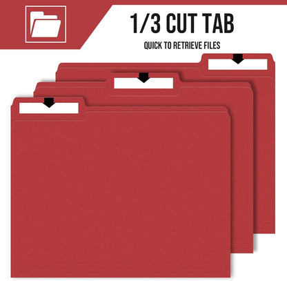 File Folders,IntoJoy 120 Pack Colored File Folder Letter Size, 1/3 Cut Tab Filing Folders for Office School Business File Document Organization,Red