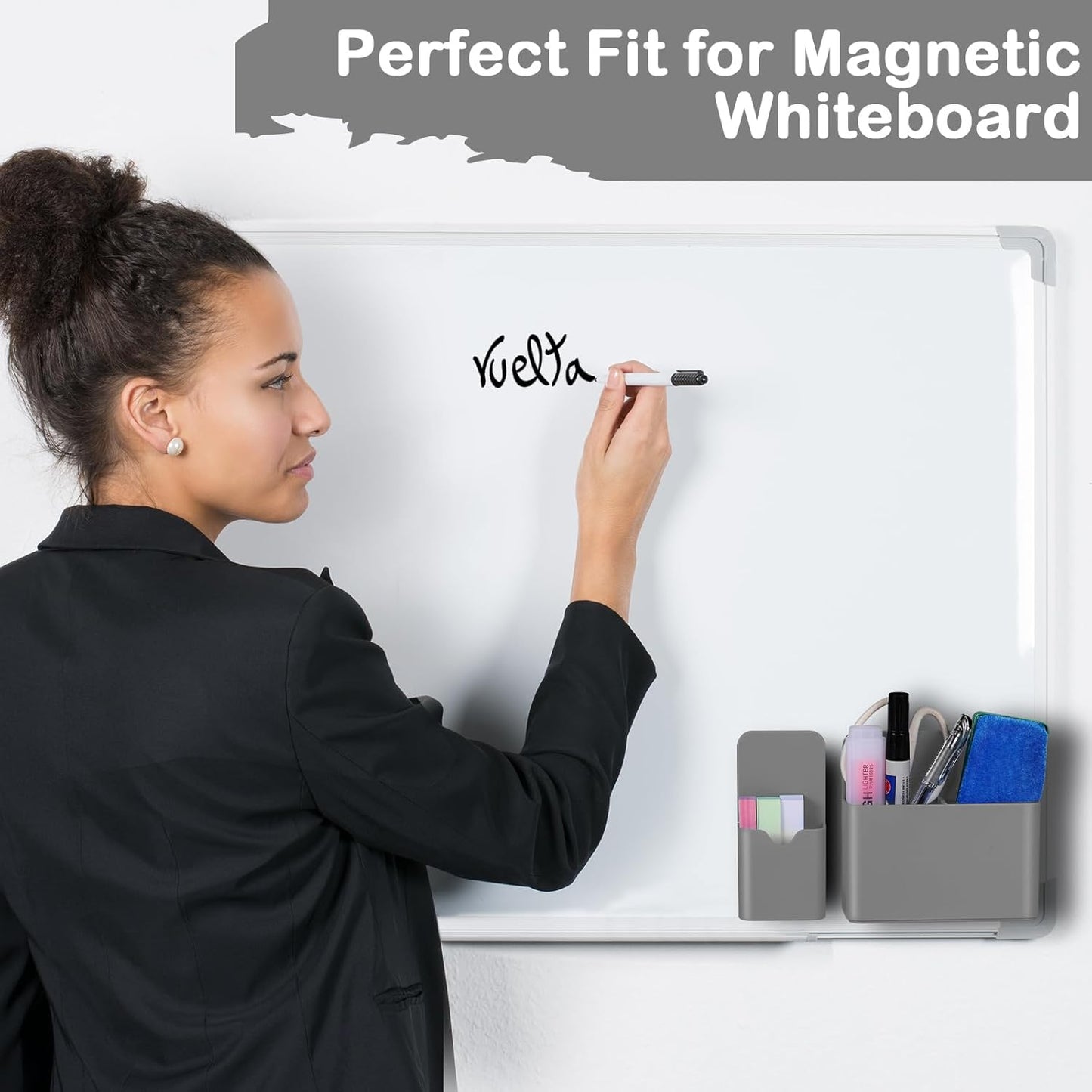 Magnetic Pen Holder,2 Pack Magnetic Dry Erase Marker Holder with Generous Compartments,Strong Magnet Storage Marker Pen Pencil Organizer for Refrigerator,Whiteboard,Locker Accessories