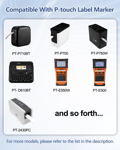 Cruxer 10 Pack Replacement for P-Touch TZe-251 TZ-251 TZe251 Black on White 24mm 0.94 Laminated Label Tape Compatible with Ptouch PT-D600 P700 P750W P710BT 2430PC P900W E500 P950NW Maker