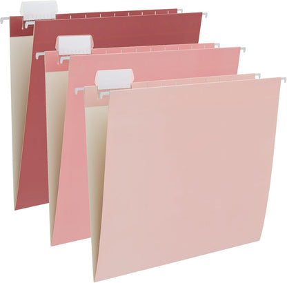 Y YOMA 6 Pack Gradient Hanging File Folders Letter Size Decorative Hanging Folder Pretty File Folder Organizer for Filing Cabinet Office Home with 1/5-Cut Adjustable Tabs, Cute Pink