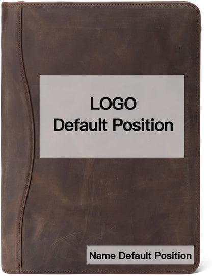 Personalized Genuine Leather Portfolio, Legal Size 8.5 x 14 Pad Holder, Custom Engraved Business Padfolio for Men Women, Zippered Laptop Organizer, Professional Notepad Folio, Dark Khaki