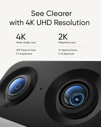 eufy Security Indoor Cam S350, Dual Cameras, 4K UHD Security Camera with 8× Zoom, 360° Camera, Baby Monitor, Pet Camera, Human/Pet Detection, AI Tracking, 2.4G/5G Wi-Fi, Plug in