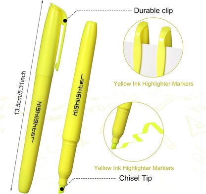 180 Pcs Highlighter Markers Bulk, Chisel Tip Aesthetic No Bleed Pastel Highlighter Pens Quick Drying Liner Markers for Adults Kids Highlighting in The Home School Office Classroom Supplies (Yellow)