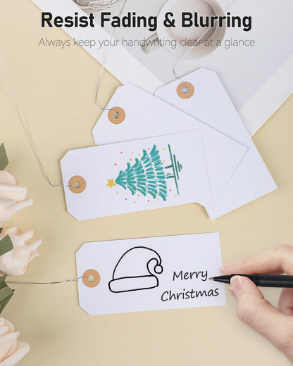 Uniclife 100 Pcs Manila Tags White Blank Shipping Tags with Wire Attached 4.7 Inch Paper Tags Hang Tags with Reinforced Eyelet Large Marking Tags Writable Price Tags Inventory Label Tags, 4.7" x 2.36"