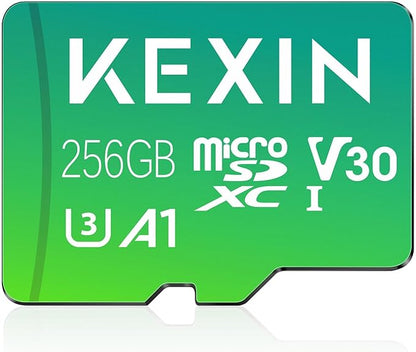 KEXIN 256GB Micro SD Card with Adapter - Up to 90MB/s 4K, V30, A1, C10, 4K UHD High Speed microSDXC UHS-I Memory Card Compatible with Action Camera Drone Game Console Smartphone Tablet,256 G,Single