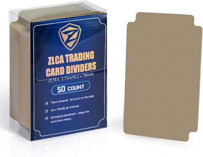 ZLCA 50 Piece Trading Card Dividers, Page Dividers with Tabs, Plastic Separator for Storage Box Record Games Sports Cards, 2.75 x 3.76 Inch (Brown)