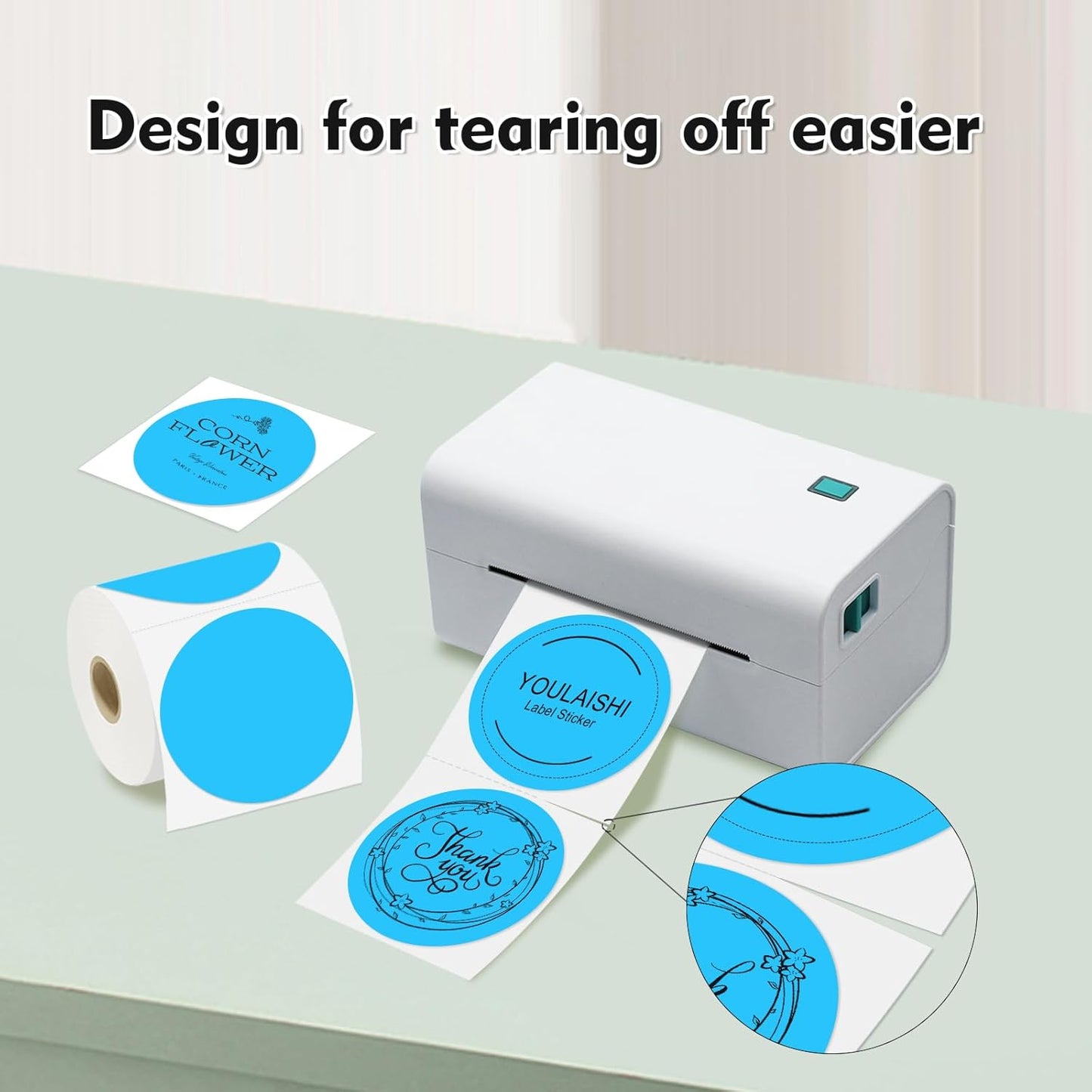 3 X 3 Inch Color Coding Dot Labels Circle Thermal Printable Waterproof 500 Pcs Round Stickers Adhesive Writable for Office, Home, Garage, DIY Sticker, Barcodes, Name Tag, Sky Blue