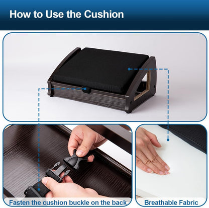 StrongTek Wood Ergonomic Footrest - 4-Angle Adjustable Foot Stool for Desk, Office Footrest, Anti-Slip Foot Stand for Under Desk, Enhances Posture, Promotes Blood Circulation, Easy Assembly (Espresso)