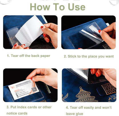 60 Pack Clear Self Adhesive Label Pockets, Label Holders Index Card Pockets Card Holder Shelf Label Holder for Organizing and Protecting (4 x 6 inches)