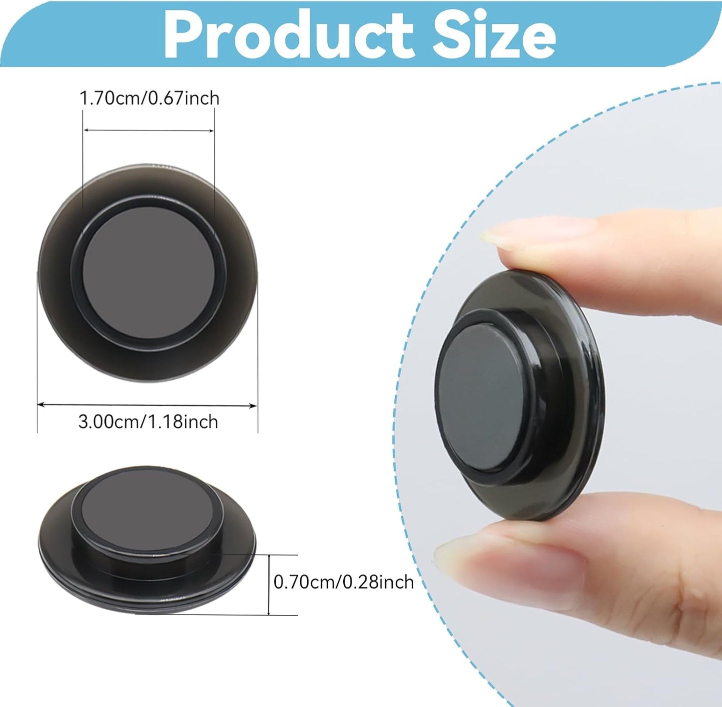 ZDZBLX Fridge Magnets, 28 Pack Mini Magnets for Fridge, Locker, Classroom, Office (Black)