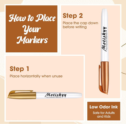 48 Pcs Metallic Permanent Markers Bulk Metallic Marker Pens Medium Tip Quick Dry Paint Pen for Classroom DIY Crafts Artist Illustration Gift Card Making (Gold and Silver)