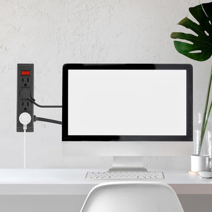 Wall Mount Power Outlet Strip, 4 Outlet Mountable Power Strip with Switch, Under Desk Power Strip Connect with 6ft Cord Mount Under Desk, Workbench, Nightstand, Dresser, Table.(Black)