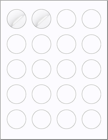 Methdic 1.5" Diameter High Visibility Printable Round Labels，Matte White，600 Customizable Blank Stickers