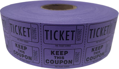 Ticket Guru-Raffle Tickets - (4 Rolls of 2000 Double Tickets) 8,000 Total 50/50 Raffle Tickets (4) Random Colors