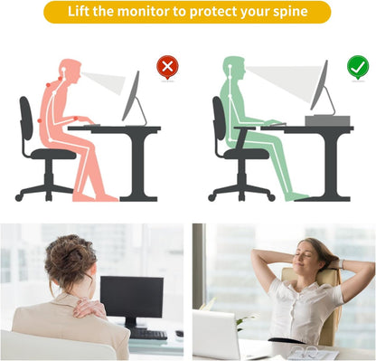 gianotter Desk Organizers and Accessories, Monitor Stand with Drawer and 2 Pen Holder, Desktop Organizer Suitable for Offices and Dormitories (Gold)