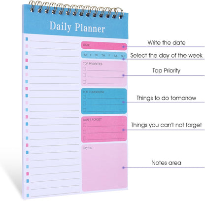 Molain 10 Pack Daily To Do List Notepad, Beautiful To Do List Note Pads Set 5" x 8" 30 Sheets Spiral Planner Checklist Notebook Work Notepads for Easy Daily Planning, Office Desk Supplies for Women