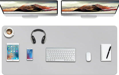 Boutilon Leather Desk Pad Protector,Non-Slip Mouse Pad,Laptop Desk Pad,Office Mouse Mat,Waterproof Leather Desk Blotter,Desk Writing Pad for Office and Home (XXXL-Grey,47"x 24")