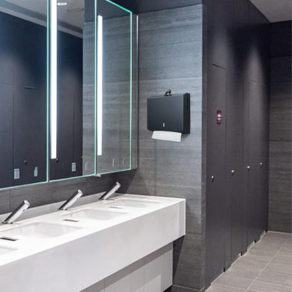 Paper Towel Dispenser Wall Mount Commercial, C Fold Multifold Hand Paper Towel Dispenser, Stainless Steel Tissue Holder (Matte Black)