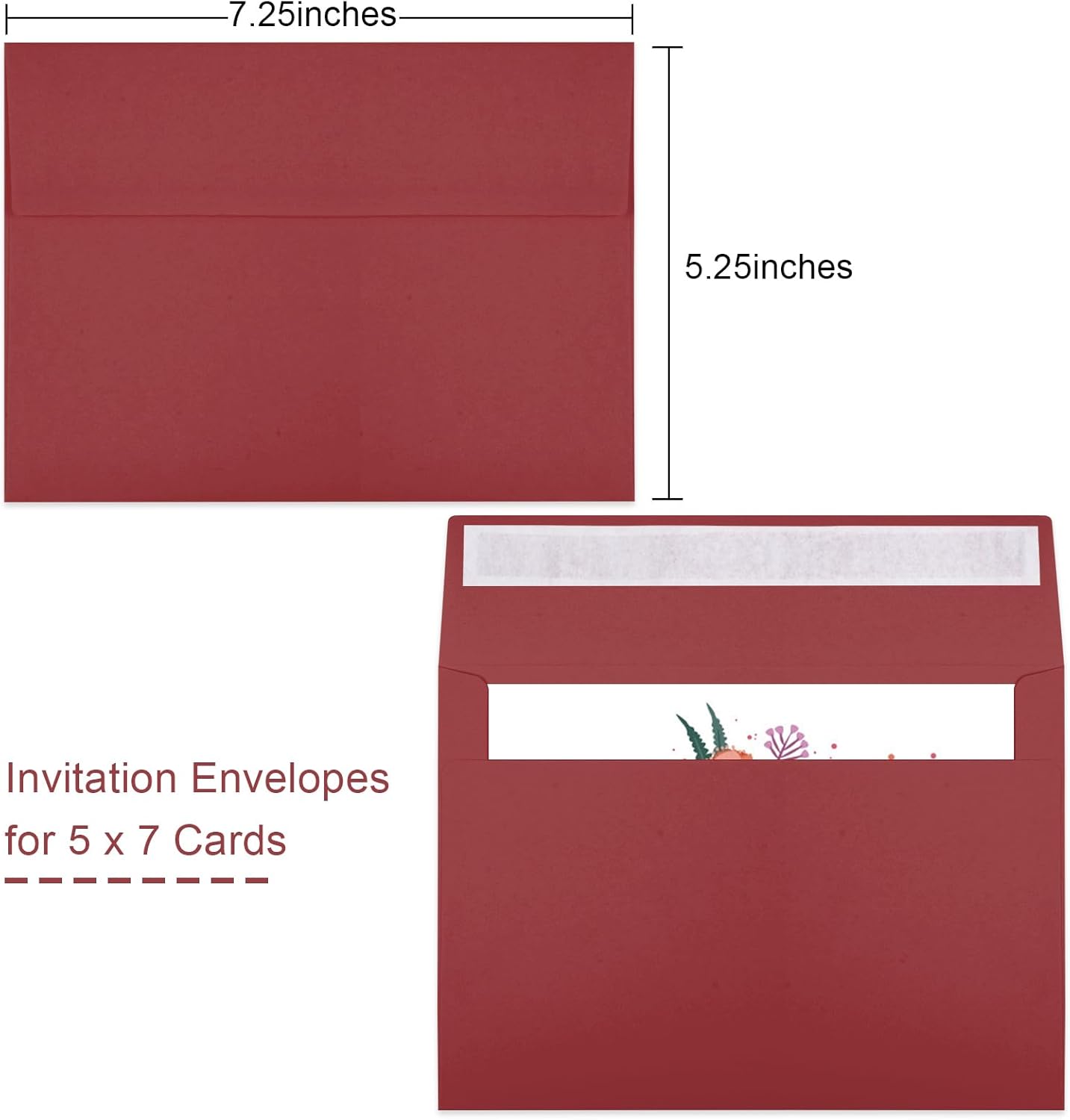 Joyberg 50 Packs Wine Red 5x7 Envelopes, Wine Red Envelopes 5x7, Wine Red Envelopes, Deep Red Color A7 Envelopes, Burgundy Envelopes 5x7, Invitations, Photos, Greeting Cards, Mailing (Wine red)