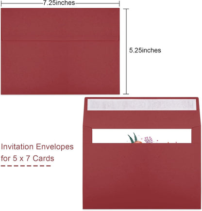 Joyberg 50 Packs Wine Red 5x7 Envelopes, Wine Red Envelopes 5x7, Wine Red Envelopes, Deep Red Color A7 Envelopes, Burgundy Envelopes 5x7, Invitations, Photos, Greeting Cards, Mailing (Wine red)