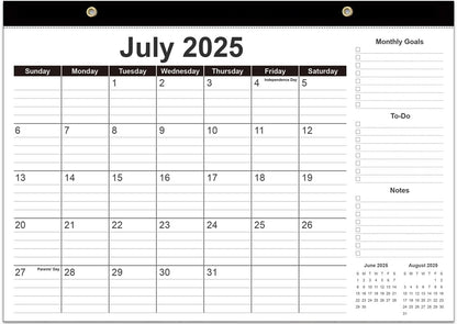 Desk Calendar 2025-2026 - 18 Months Calendar from September 2025 to December 2026, 2025-2026 Desk Calendar with Thick Paper, 12" x 17", Black