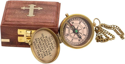 God's Way Solid Brass Engraved Compass - Psalm 32:8, Directional, Baptism & First Communion Gifts for Boys & Girls, Christian Gifts for Men & Boys