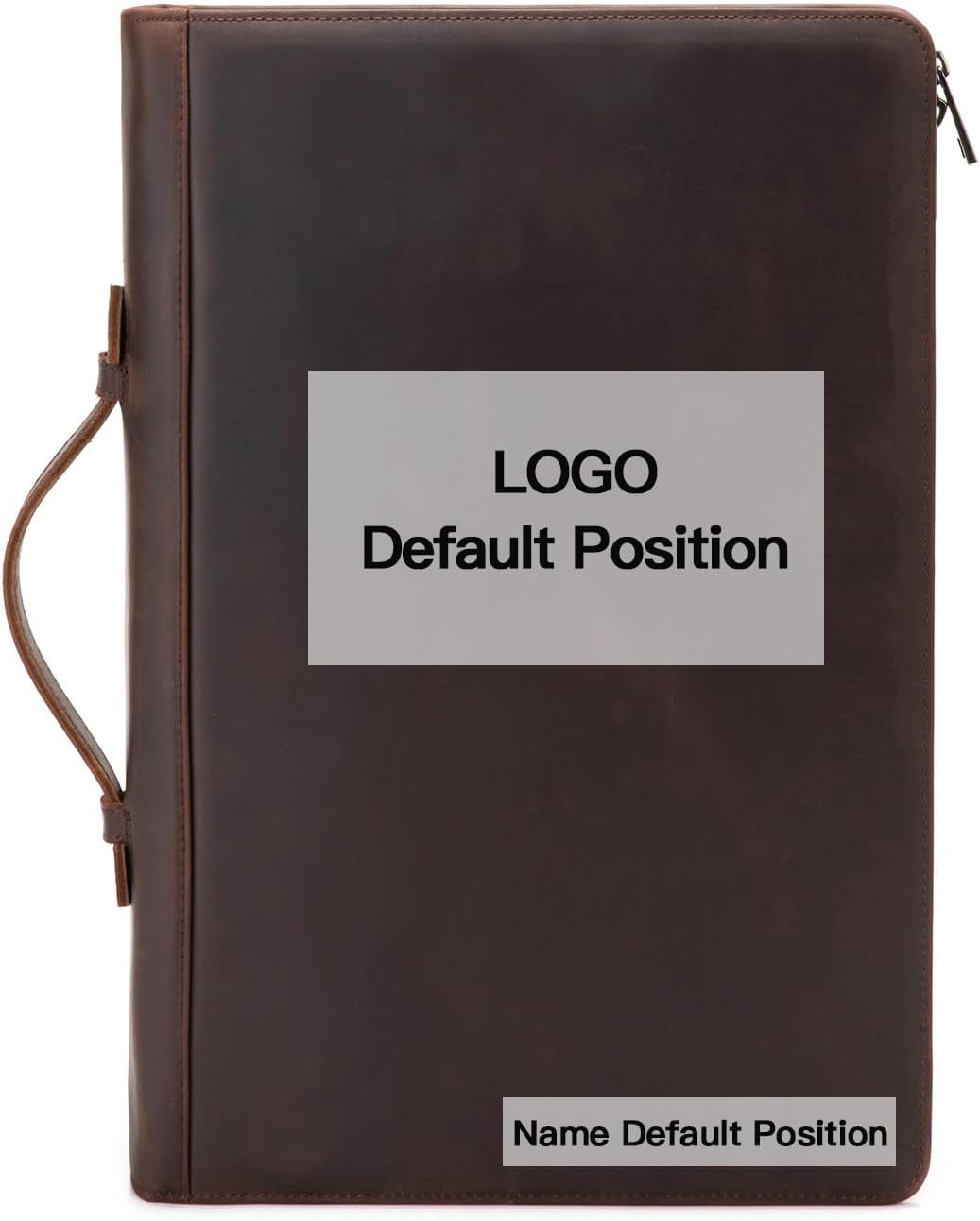 Personalized Genuine Leather 3 Ring Binder Portfolio, Custom Engraved 8.5 x 14 Legal Size Pad Padfolio, Hidden Handle, 15” Laptop Organizer, Zip Professional Business Folio, Dark Brown