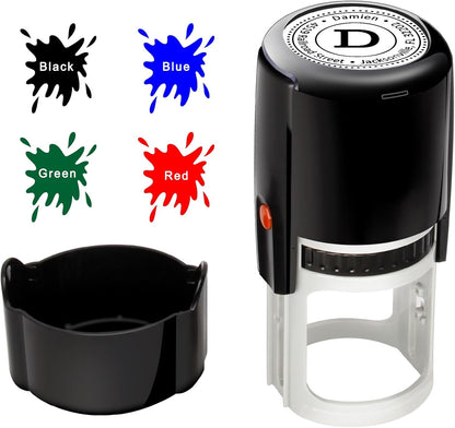 Custom Round Stamp Personalized Self-Inking Rubber Stamps Customized Business Label Stamp Return Address Rubber Office Name Text Logo 4 Ink Color