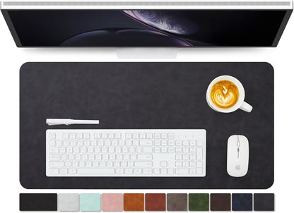 Distressed Leather Desk Mat - Non-Slip PU Desk Pad for Office and Home - Desk Organization and Accessories - Ideal for Large Mouse Pad and Desk Mats on Top of Desks(Charcoal Black,27.6"x 13.8")