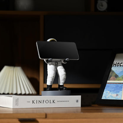 Astronaut Mobile Phone & Pen Holder, Device Stand, Desk Organizer Decorative Pencil Holder (White&Black)