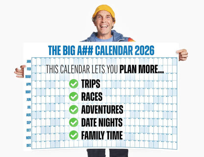 The Big A Calendar Yearly Wall Planner – January to December Dry-Erase Board – Includes 1 Marker & 100 Labels – Lightweight, Easy to Hang Yearly Planner – Plan Goals & Adventures – Gray, 4’x3’