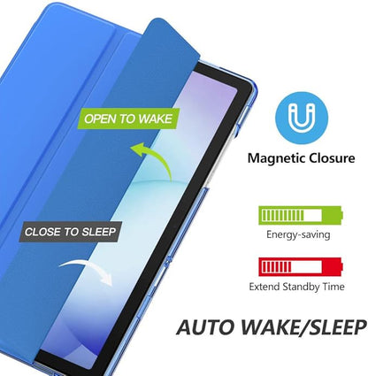 MoKo Case for Galaxy Tab A11+ Plus/A9+ 11-Inch 2025/2023, Slim Stand Protective Smart Cover with Hard PC Translucent Back Shell for Galaxy Tab A11+/A9 Plus Tablet, Auto Wake/Sleep, Cobalt Blue