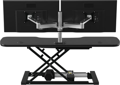 VERSADESK® PowerPro™ Elite® 48” x 24” Electric Sit-to-Stand Desk Converter w/Keyboard Tray for Home or Office | USB Charging Port | Supports Multiple Monitors | Lifts 80 lbs. - Black